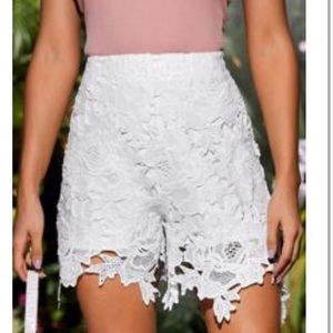 White Guipure Lace Shorts